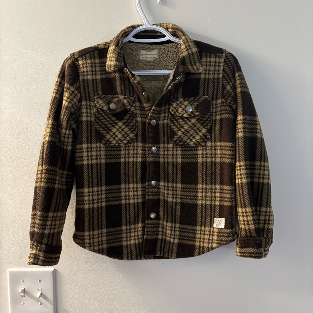 Weatherproof Vintage Boy's Fleece Plaid Shirt Jacket Youth Size 8 Sherpa